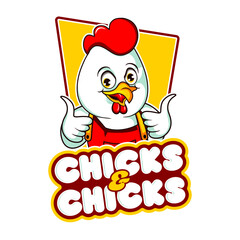 The always cheerful chicken mascot gives two thumbs up