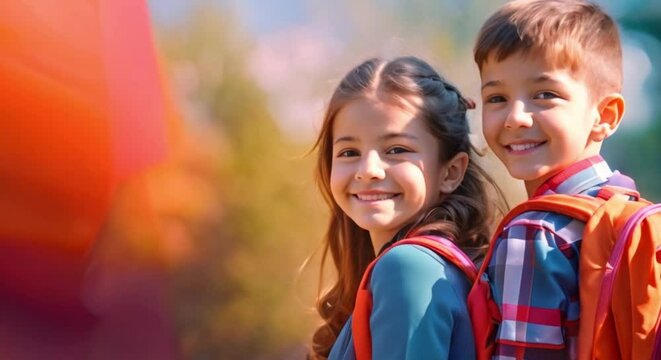 First Day of School: Creative Banner Featuring Dark-Haired Siblings. Concept Back to School, Sibling Photos, Banner Design, Dark Hair, Creative Ideas
