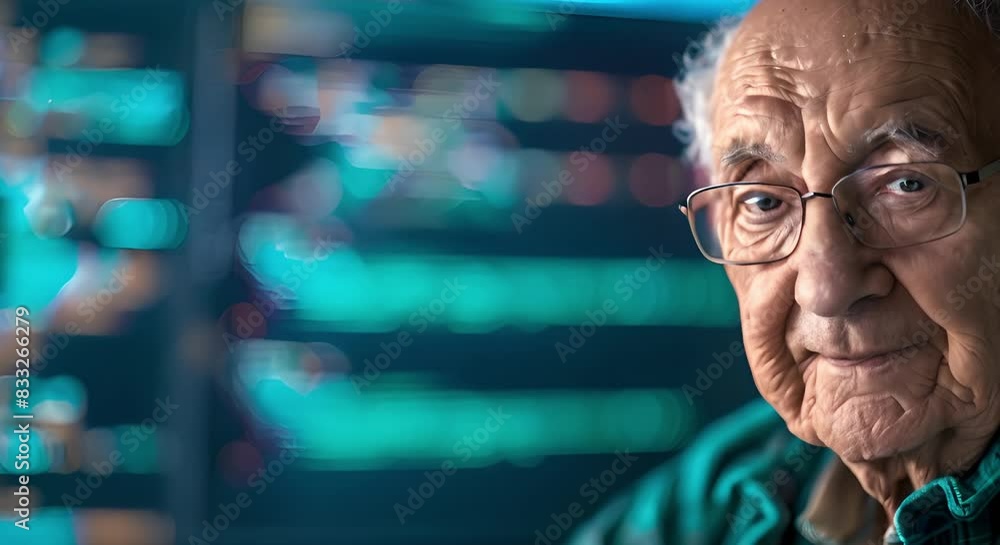 Aufkleber elderly man learning coding at computer embracing lifelong learning in retirement. concept senior ci
