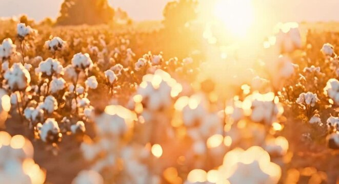Sustainable Field: Blooming White Cotton Plant in Gossypium - Natural and Organic. Concept Agriculture, Sustainability, Natural Fibers, Cotton Plant, Organic Farming