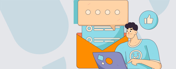 Flat vector illustration of business people operating work scene
