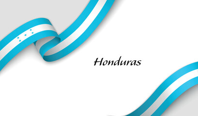 Curved ribbon with fllag of Honduras on white background