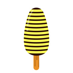 popsicle ice cream rounded oval shape with chocolate and yellow cheese cream for summer illustration