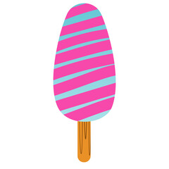 popsicle ice cream rounded oval shape with vanilla blue and twisted pink cream color for summer illustration