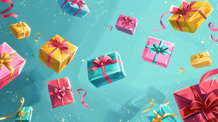 colorful giftbox with ribbon background