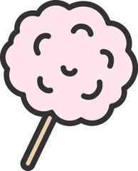 ワタアメのアイコン（線画カラー）のイラスト