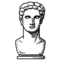 Vector set of antique sculptures silhouette. Vector illustration with classical Sculpture for card poster T-Shirt or printing. Contemporary hand drawn mythical collection in line design style. Vector
