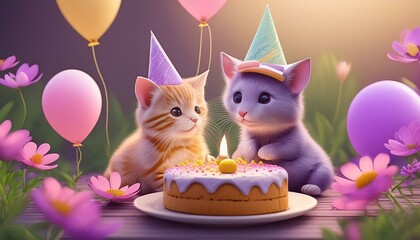 Fototapeta premium cat and cake