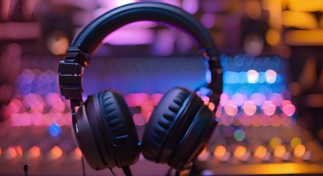 Recording Studio Setup with Headphones. Concept Music Production, Studio Equipment, Headphone Reviews