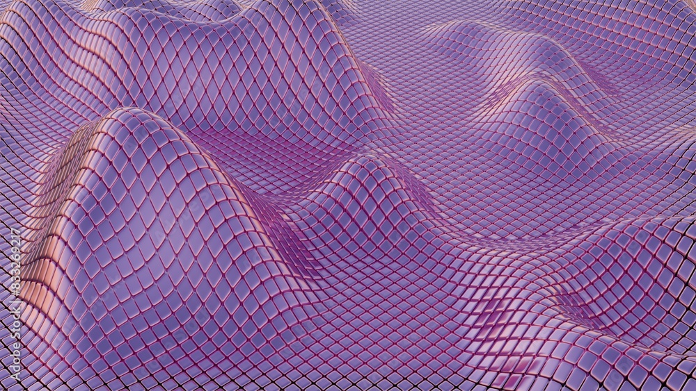 Aufkleber Mesh Waves: Undulating Grid Patterns in Soft Purple