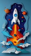 3d illustration of a colorful and marvelous space rocket in outer space