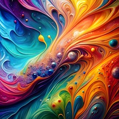 abstract multi colored liquid painting with vibran