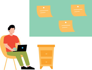 A guy is doing online business on a laptop.