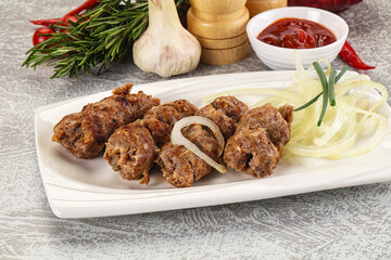 Beef kebab minced meat with onion