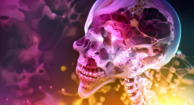 Healthy human skeleton anatomy showing vitamins and minerals absorbed into cartilage. Concept Vitamins in Skeleton, Mineral Absorption, Cartilage Health, Human Anatomy, Nutrient-rich Bones