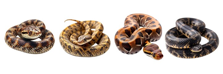 Obraz premium Collection of snake isolated on transparent background. Generated AI