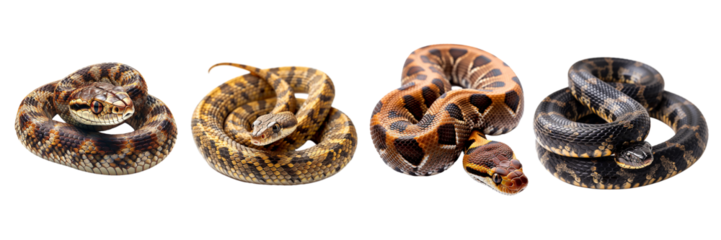 Collection of snake isolated on transparent background. Generated AI
