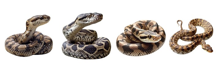 Obraz premium Collection of snake isolated on transparent background. Generated AI