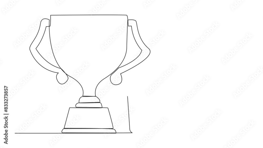 Aufkleber animation of single one line drawing smart robot climbing the trophy with the rope. expanding brandi