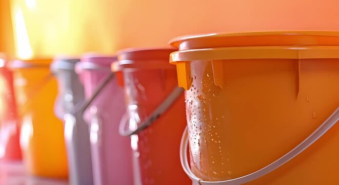 Bucket-friendly cleaning supplies. Concept Eco-friendly, Multi-purpose, Non-toxic, Affordable, Biodegradable