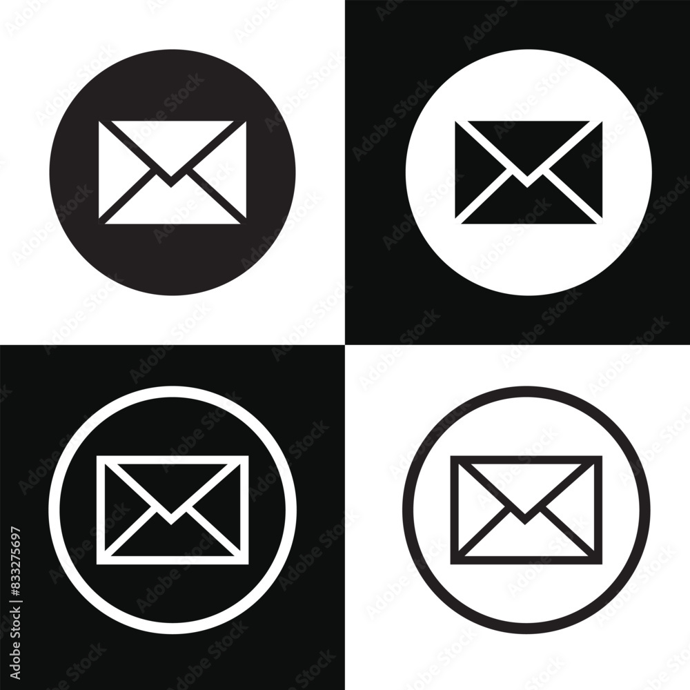 Poster envelope icon, email message icon - mail icon button sign, notification new message icons buttons. i