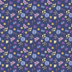 Seamless pattern with watercolor flowers and leaves, repeat floral texture, background hand drawing. Perfectly for wrapping paper, wallpaper, fabric, texture and other printing.