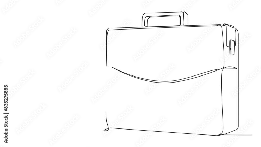 Aufkleber animated self drawing of single continuous line drawing young astronaut climbs briefcase with rope. 