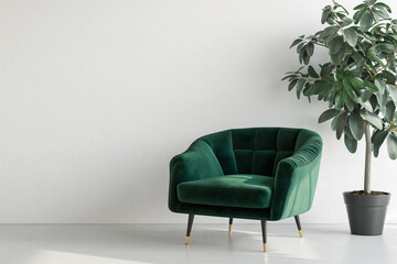 Armchair Interior Design against White Wall