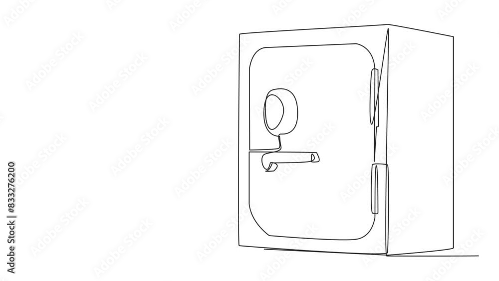 Aufkleber animation of single one line drawing young astronaut climbing safe deposit box with the rope. helps 