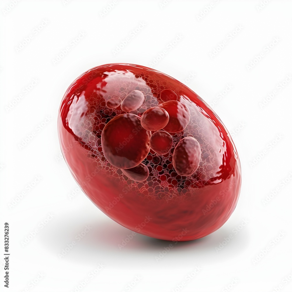 Poster red cell with visible mitochondria d rendering isolated on white