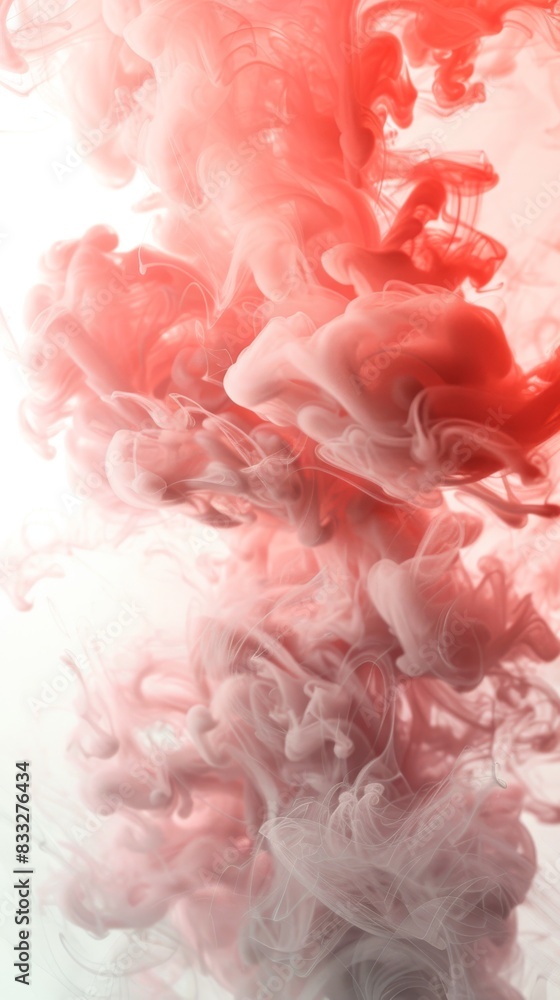 Aufkleber a coral-colored liquid mixed with white is being sprayed into the air, creating an abstract backgrou