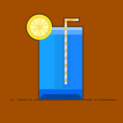 A Blue Lagoon Mocktail with a straw and a slice of lemon on top. The image has a playful and lighthearted mood