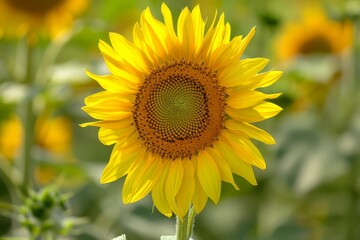 Obraz premium Bright yellow sunflower in field