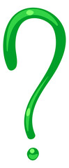 Green cartoon question mark. Paint drawn sign