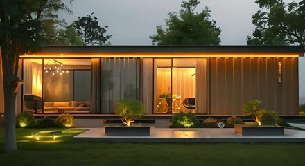 Eco-Friendly Lifestyle Promoted by Contemporary Container Home. Concept Eco-Friendly Design, Container Homes, Sustainable Living, Modern Architecture, Green Lifestyle