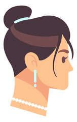 Elegant woman head side view. Beautiful female person