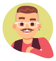 Man round web picture. Color middle aged person portrait