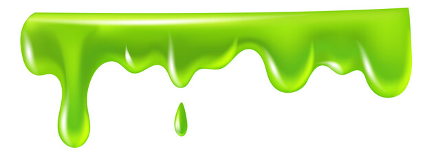 Cartoon green goo border. Sticky mucus drip