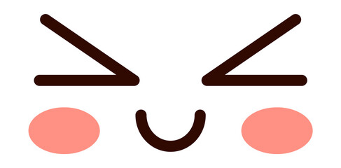 Grinning squinting face. Kawaii smile emoji icon