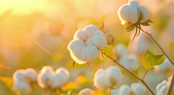 Cultivating Sustainable Organic White Cotton: The Blooming Gossypium Plant. Concept Agriculture, Organic Farming, Sustainable Practices, Cotton Industry, Crop Cultivation