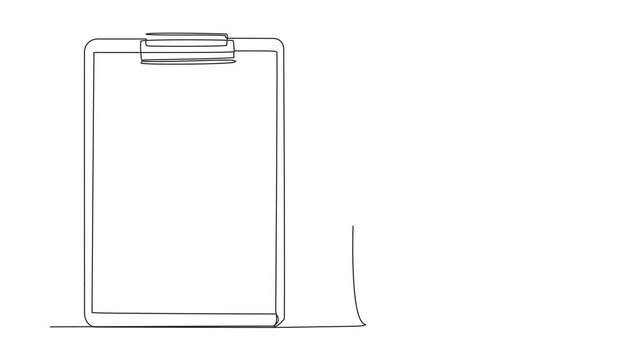 Animation of single continuous line drawing Arabian businessman climbing clipboard with rope. Extra effort to work on reports optimally. The final report is awaited. Work hard. Full length motion