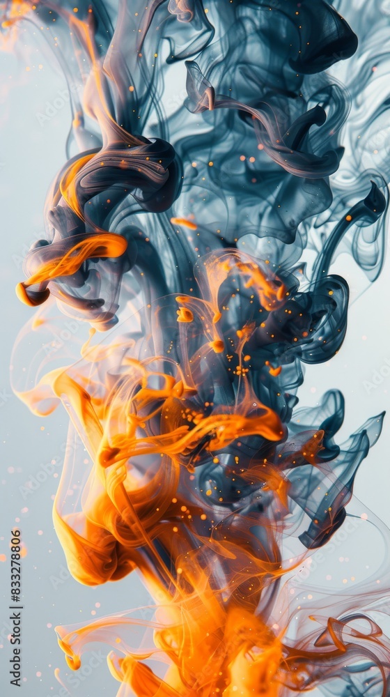 Aufkleber a bunch of orange and black smoke swirling and floating in the air, creating an abstract and dynamic