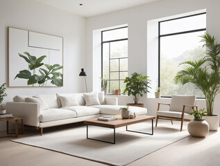 Contemporary Minimalist Living Room with Monochromatic Accents