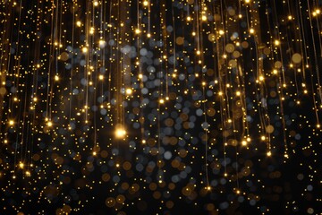 Naklejka premium Golden Sparkling Lights with Bokeh Effect