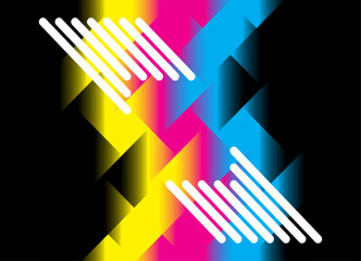 Vector background with abstract dark crystals. colored smudge on black aphids. Fashionable viewer in the center with white lines. Modern vector background in retro style.