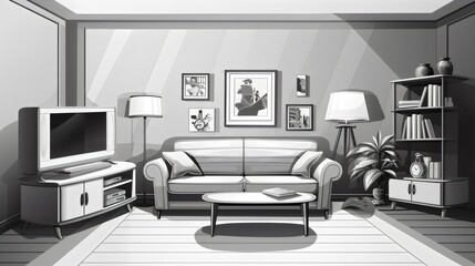 Monochrome Living Room with Elegant Decor
