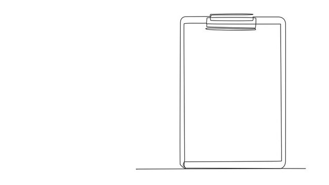 Self drawing animation of single continuous line drawing businesswoman climbing the clipboard with rope. Extra effort to work on reports optimally. The final report. Work hard. Full length animated
