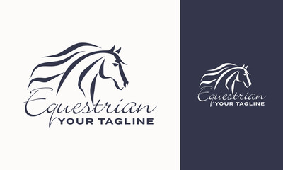 vector elegant masculine stallion horse head logo