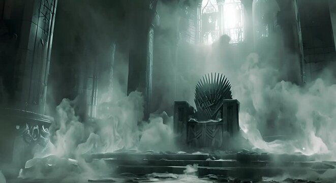 Intrigue and Mystery in a Medieval Fantasy Setting with an Ancient Iron Throne. Concept Medieval Fantasy Setting, Intrigue, Mystery, Ancient Iron Throne, Role-playing Dungeons