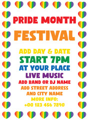 Pride month  festival poster flyer social media post design